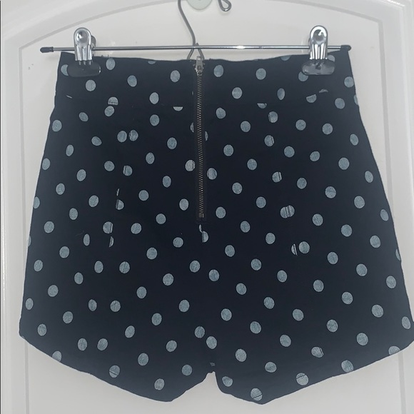 High-Waisted Polkadot Blue Denim Shorts - Picture 2 of 2